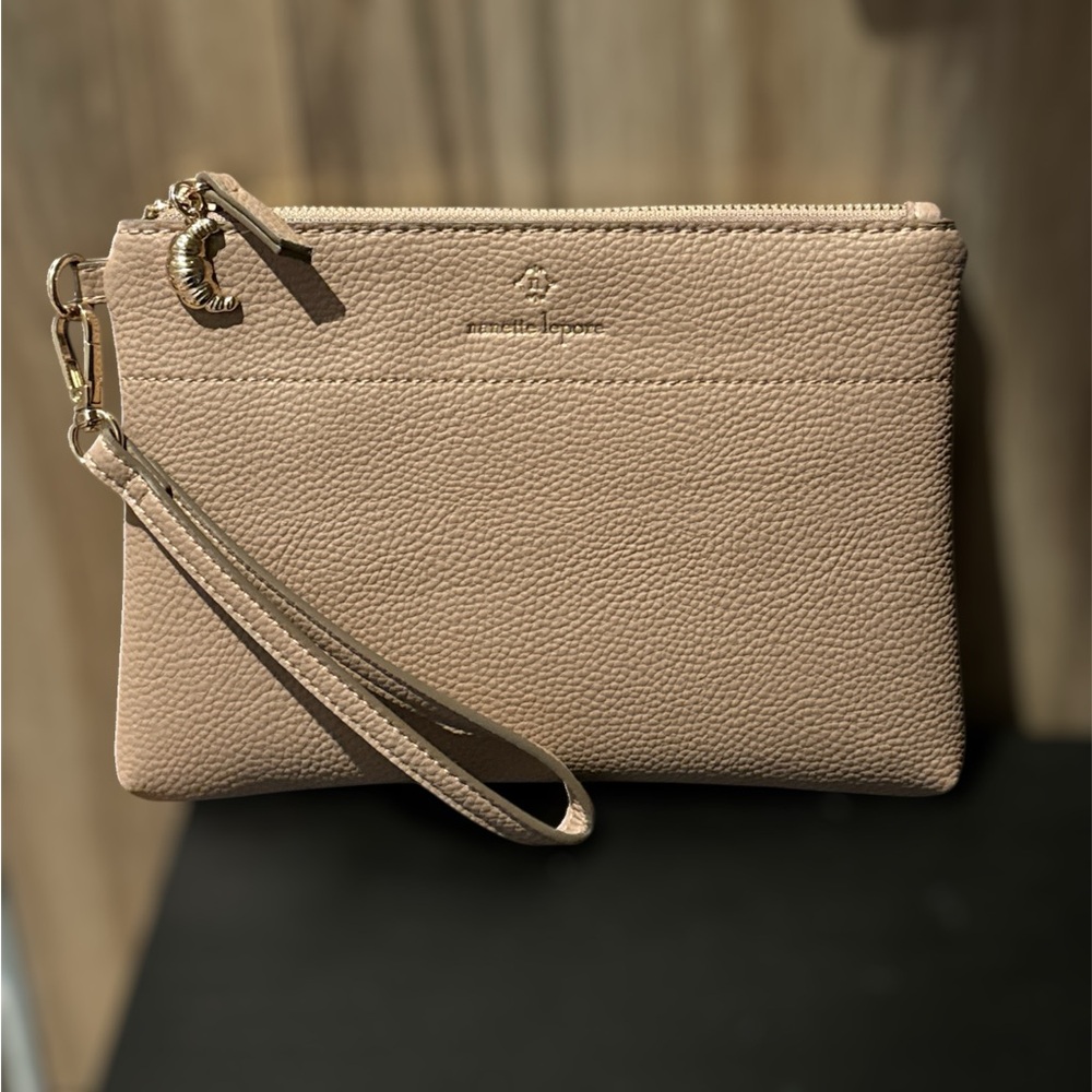 Nanette Lepore Beige Leather Wristlet